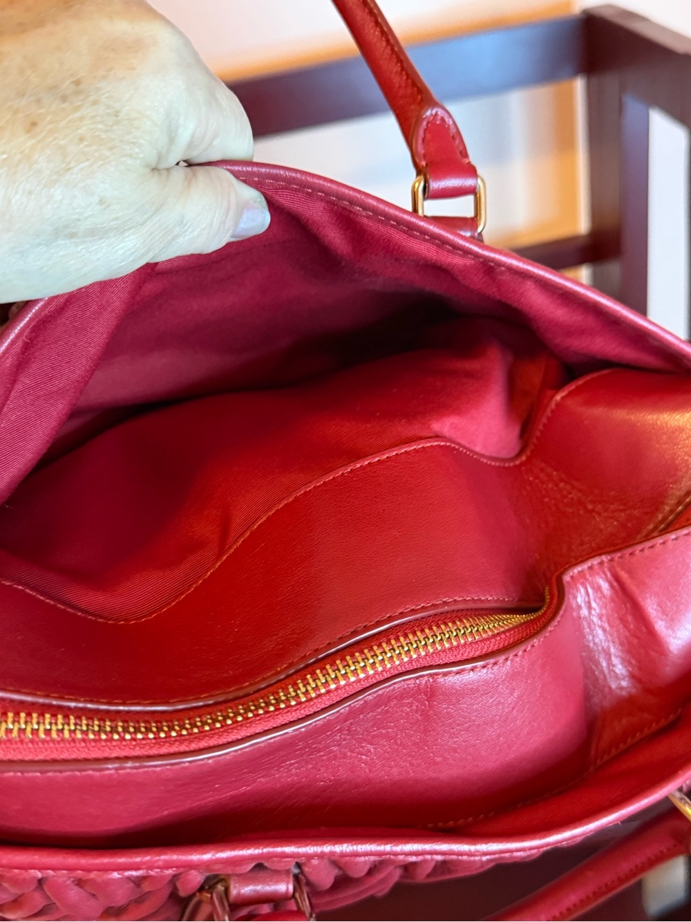 Coach Quilted Red Leather Satchel with Top Handles - Picture 6 of 10